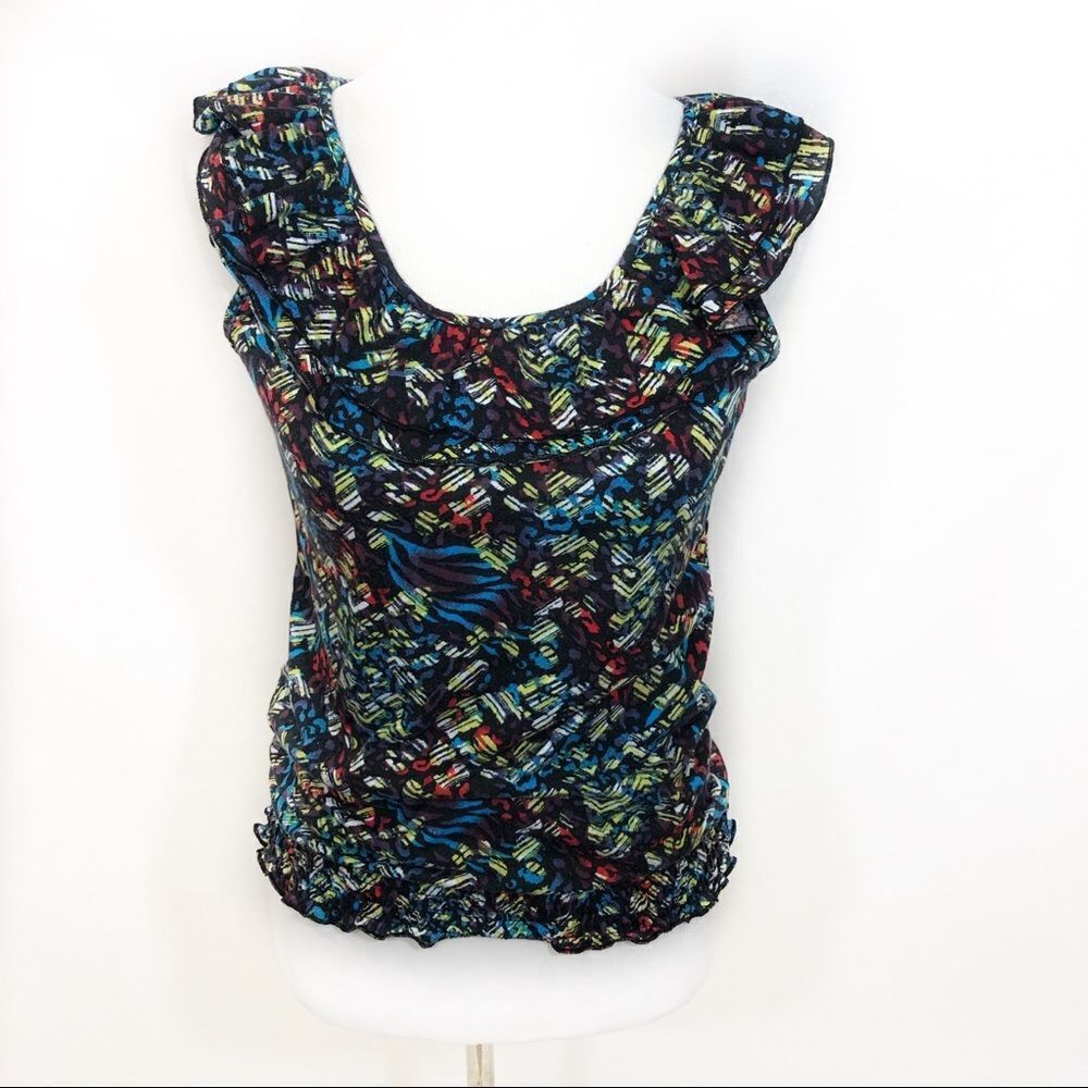 Bongo multi colored Ruffle tank top size small